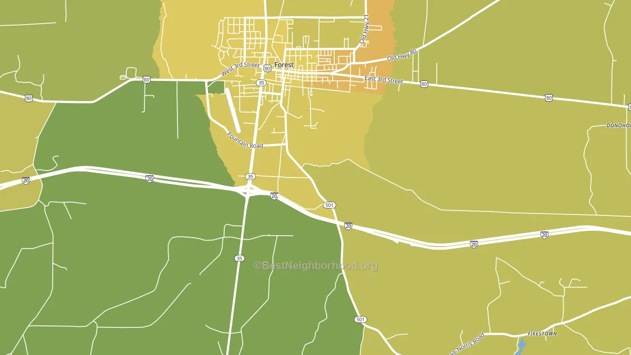Norris, MS block-group voter-turnout map
