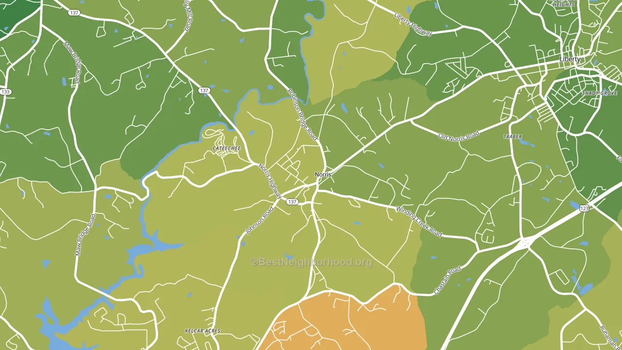 Norris, SC block-group voter-turnout map