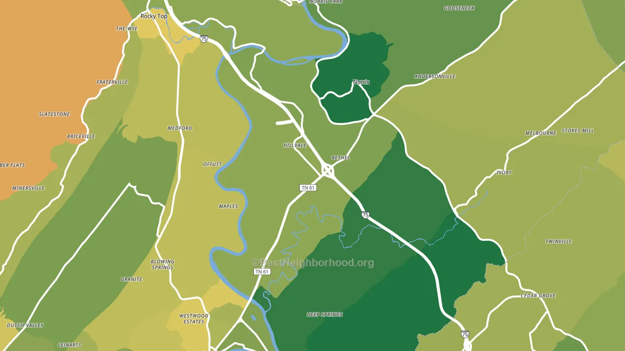 Norris, TN block-group voter-turnout map