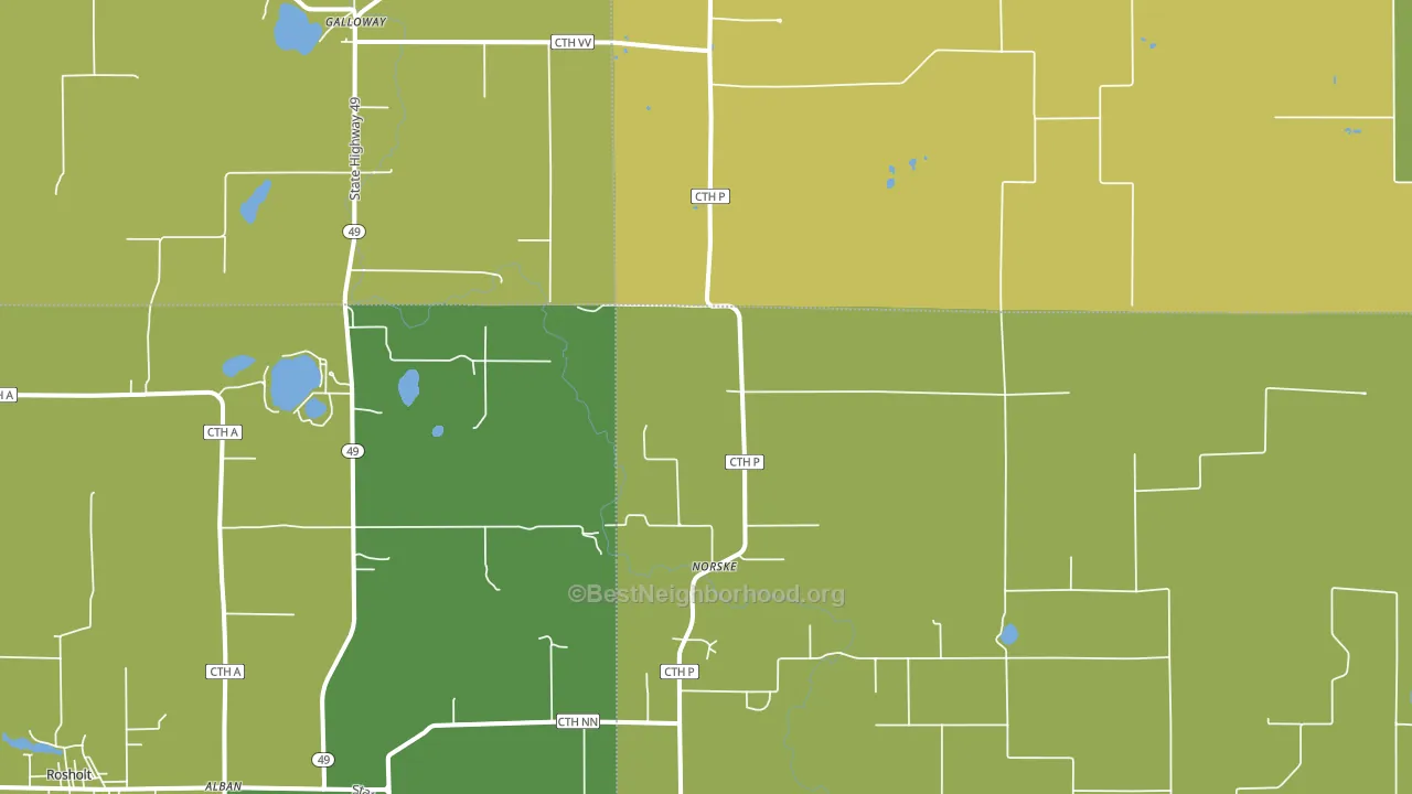 Norske, WI block-group voter-turnout map