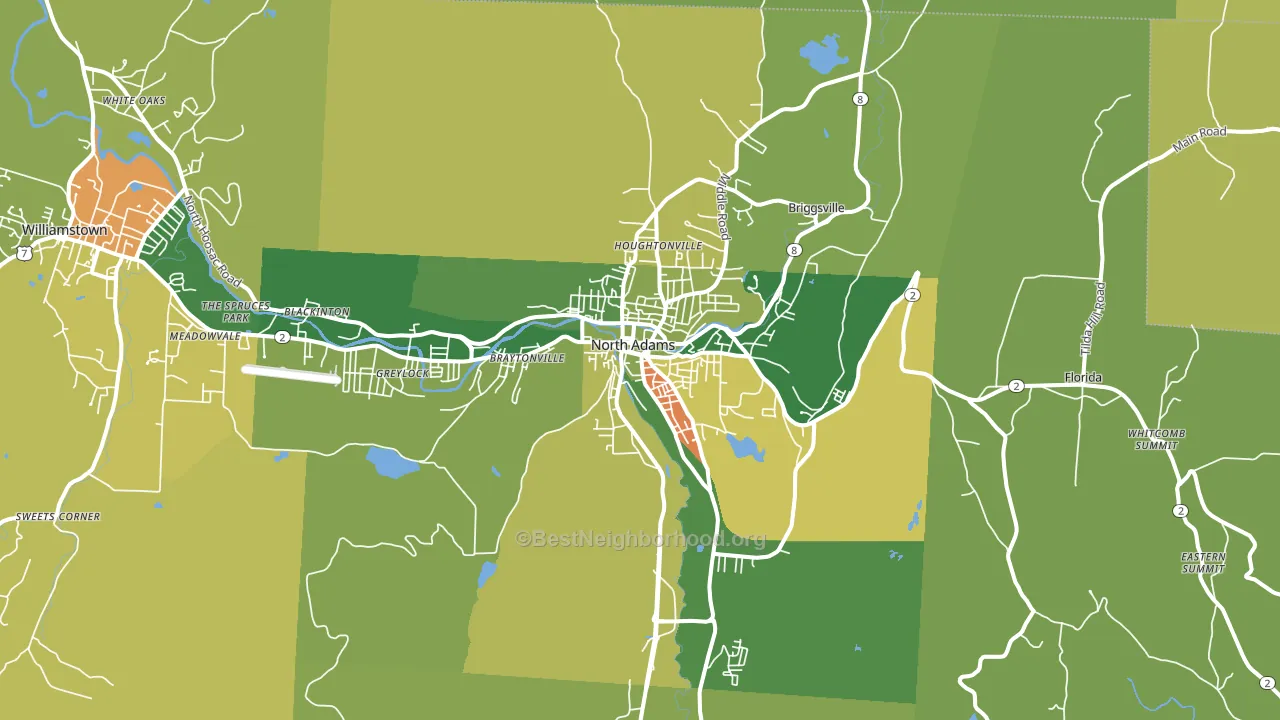 North Adams, MA block-group voter-turnout map