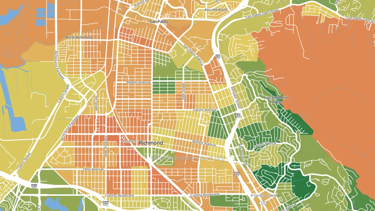 North and East, Richmond, CA block-group voter-turnout map