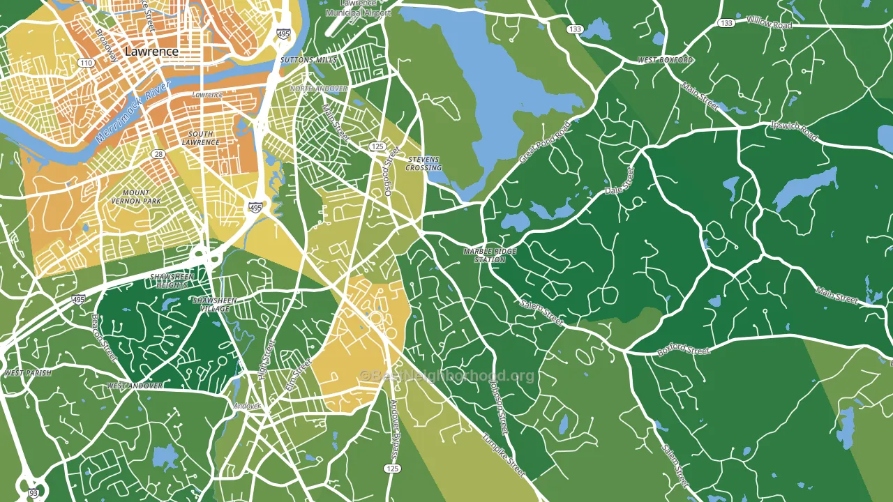 North Andover, MA block-group voter-turnout map