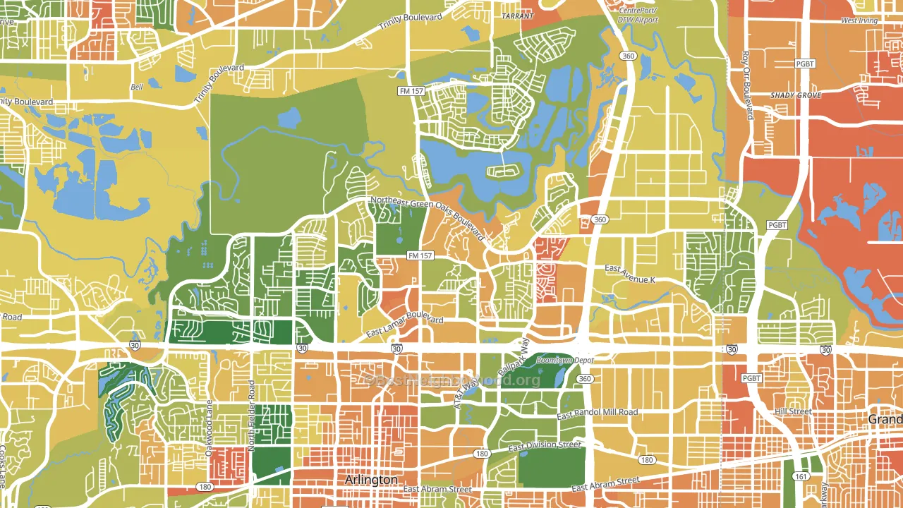 North Arlington, Arlington, TX block-group voter-turnout map