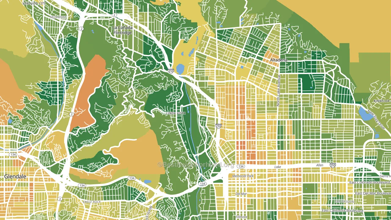 North Arroyo, Pasadena, CA block-group voter-turnout map