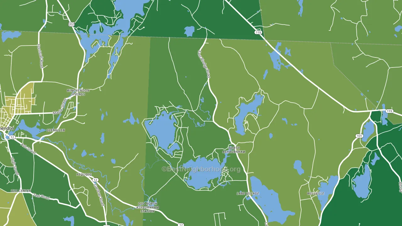 North Ashburnham, MA block-group voter-turnout map