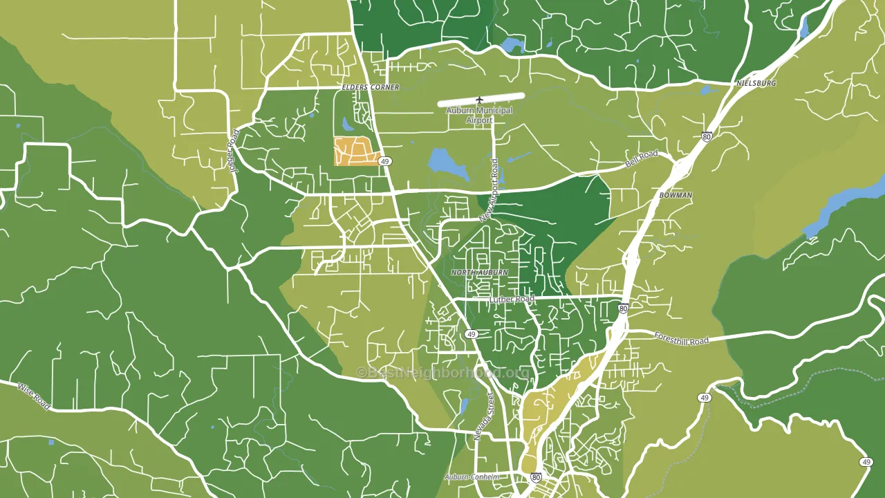 North Auburn, CA block-group voter-turnout map