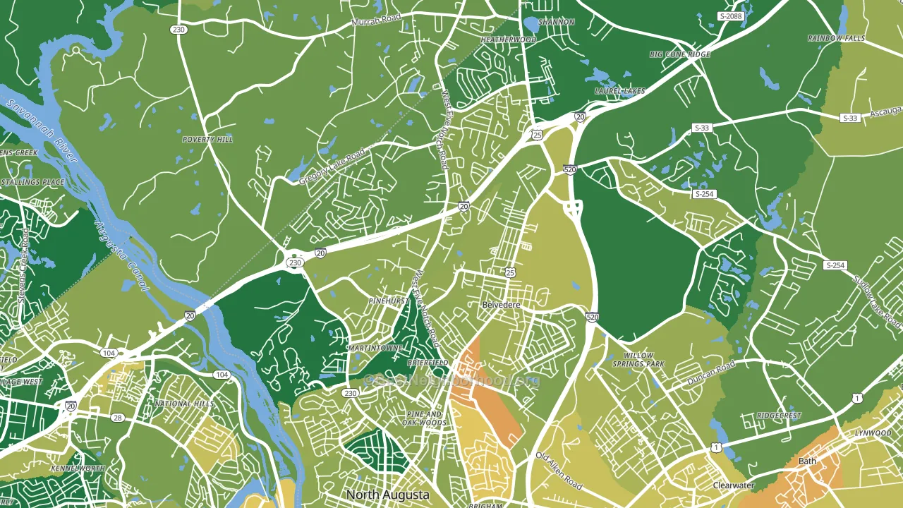 North Augusta, SC block-group voter-turnout map