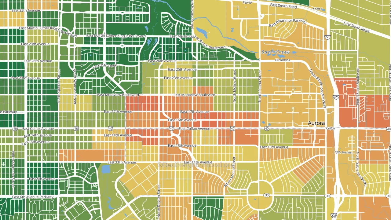 North Aurora, Aurora, CO block-group voter-turnout map