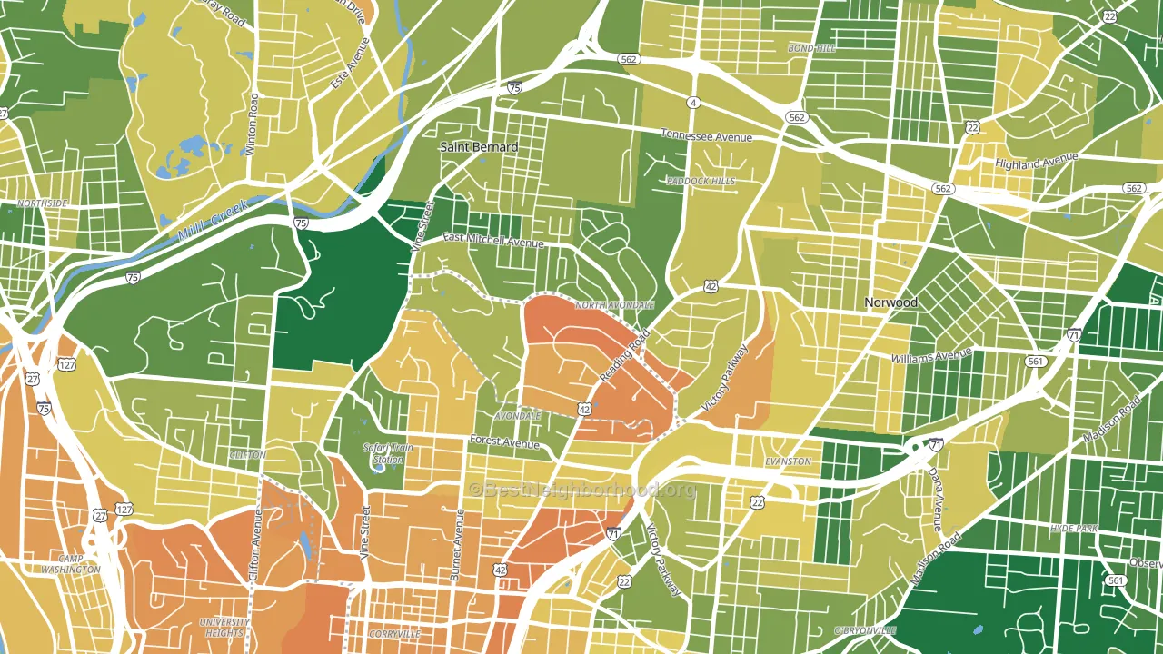 North Avondale, Cincinnati, OH block-group voter-turnout map