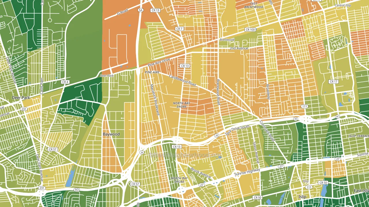 North Bay Shore, NY block-group voter-turnout map