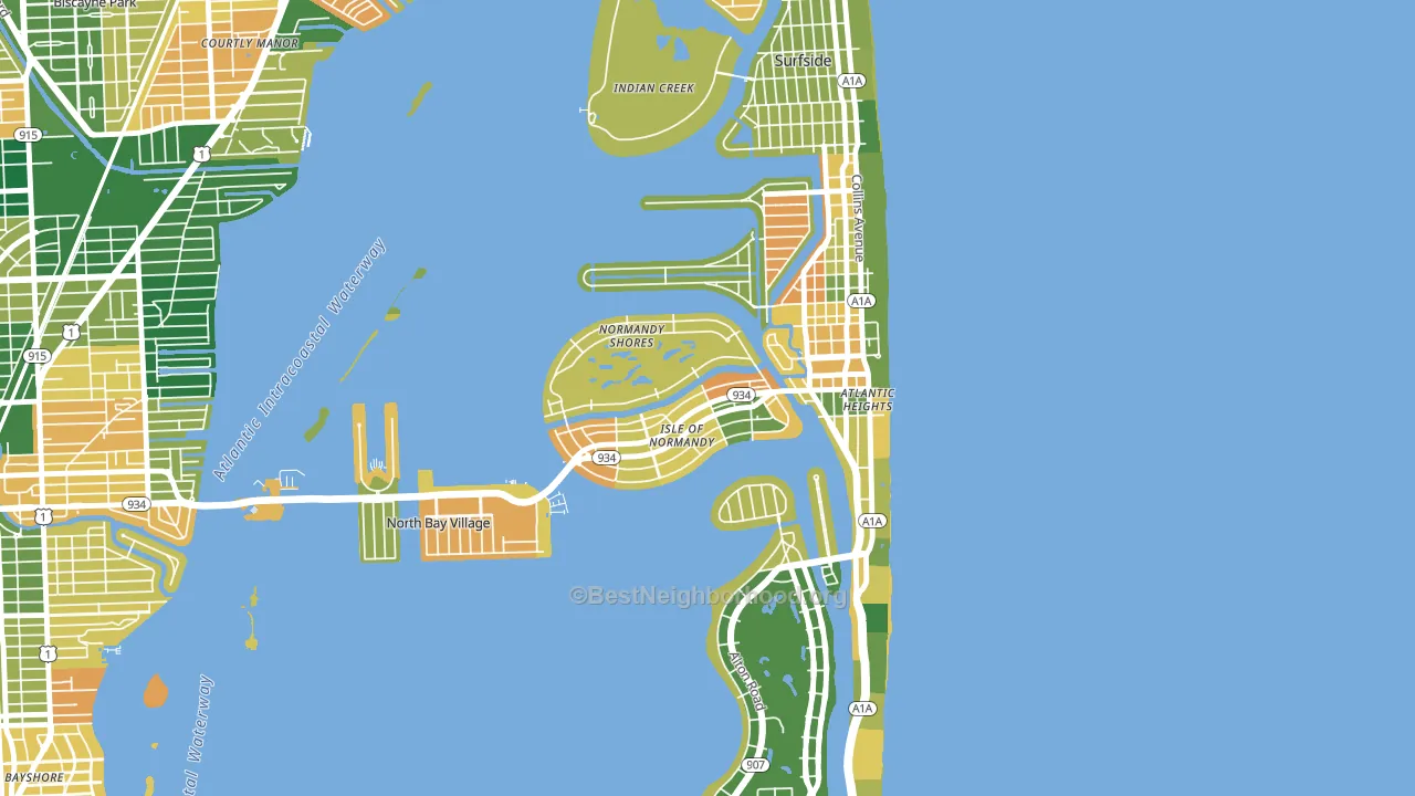 North Bay Village, FL block-group voter-turnout map