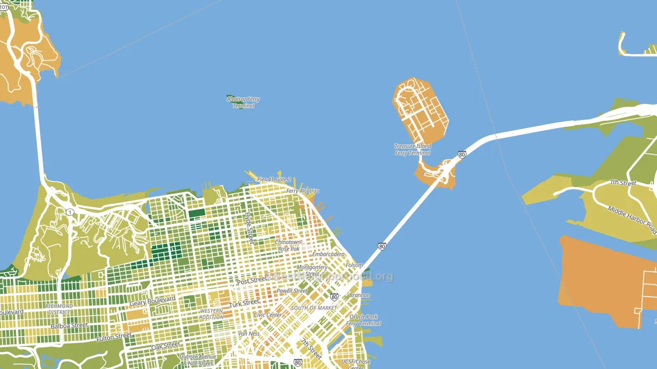 North Beach, San Francisco, CA block-group voter-turnout map