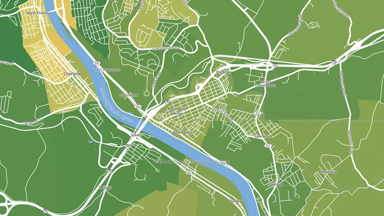 North Belle Vernon, PA block-group voter-turnout map