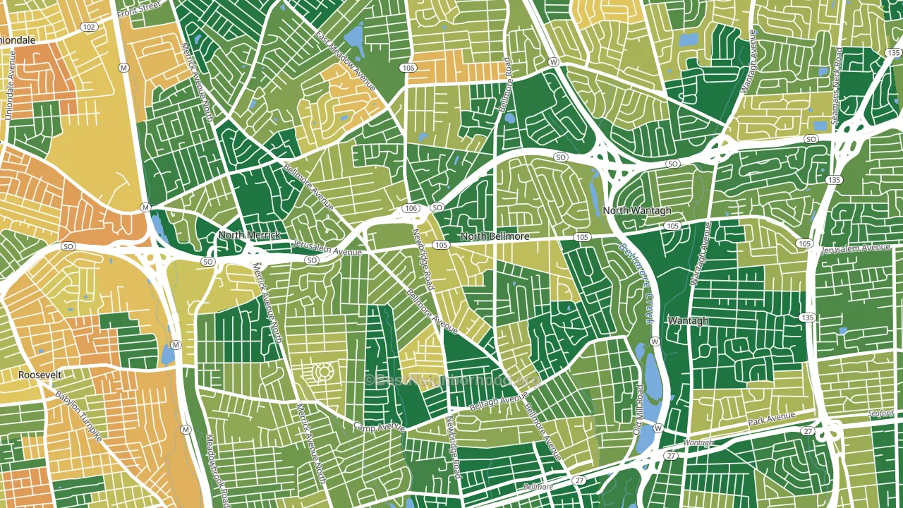 North Bellmore, NY block-group voter-turnout map