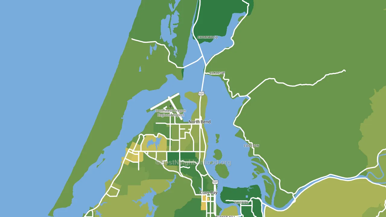 North Bend, OR block-group voter-turnout map