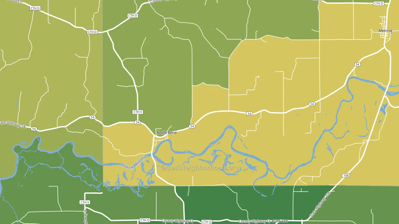North Bend, WI block-group voter-turnout map