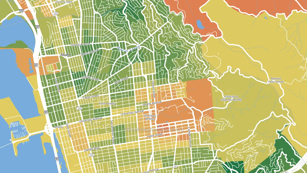 North Berkeley, Berkeley, CA block-group voter-turnout map