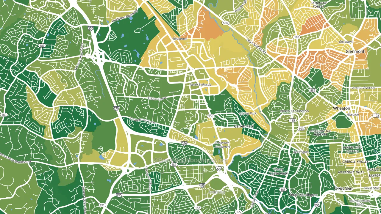 North Bethesda, MD block-group voter-turnout map