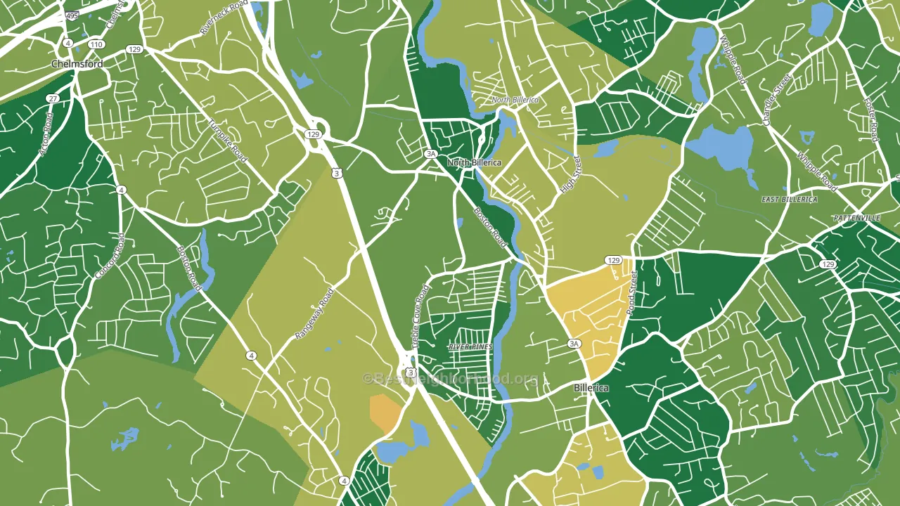 North Billerica, MA block-group voter-turnout map