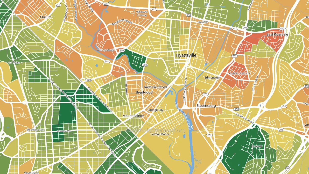 North Brentwood, MD block-group voter-turnout map