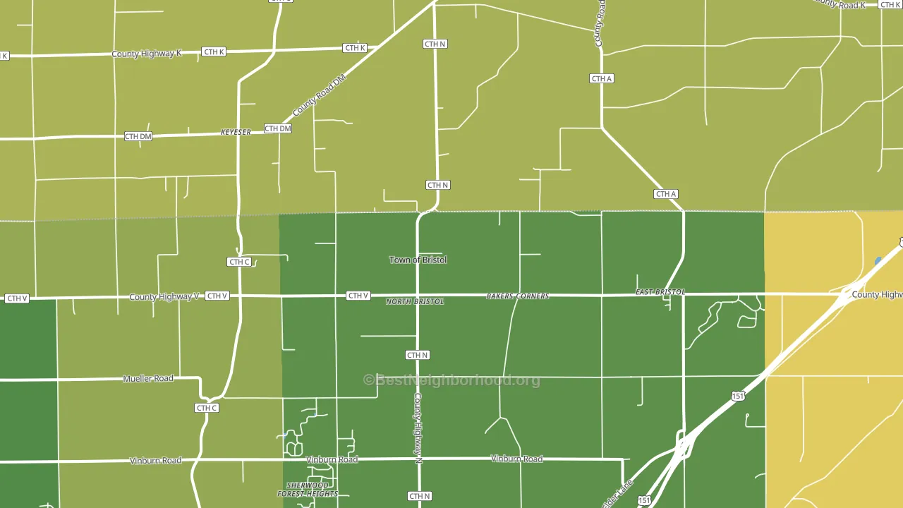 North Bristol, WI block-group voter-turnout map