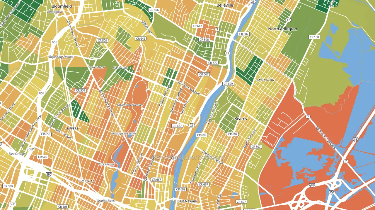 North Broadway, Newark, NJ block-group voter-turnout map