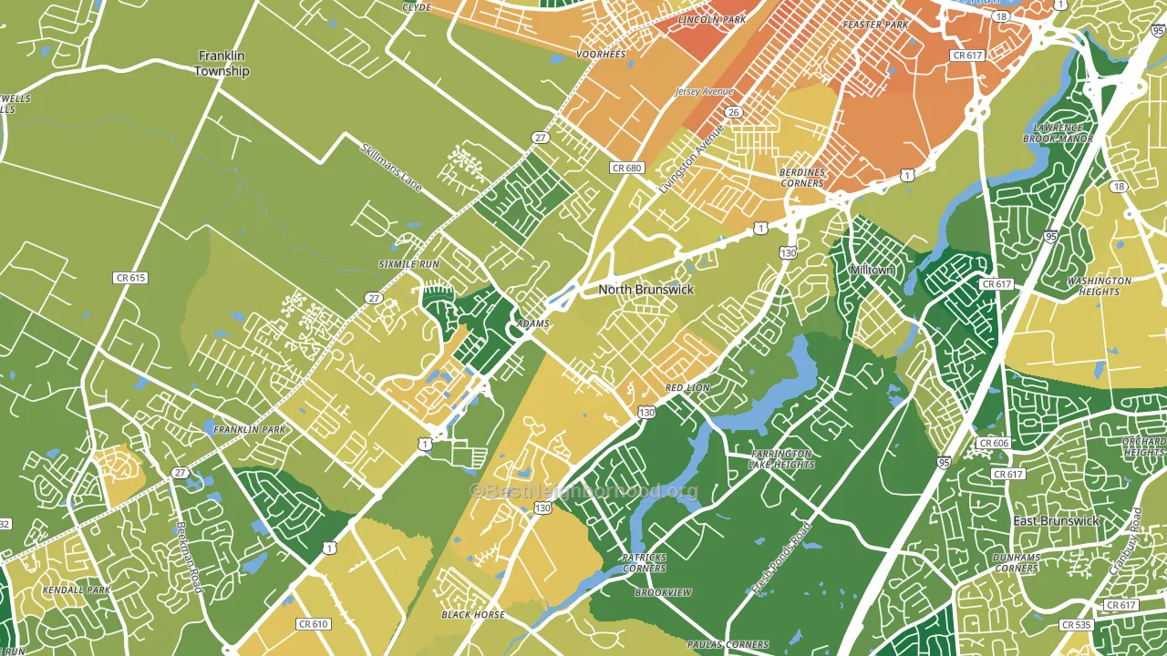 North Brunswick, NJ block-group voter-turnout map