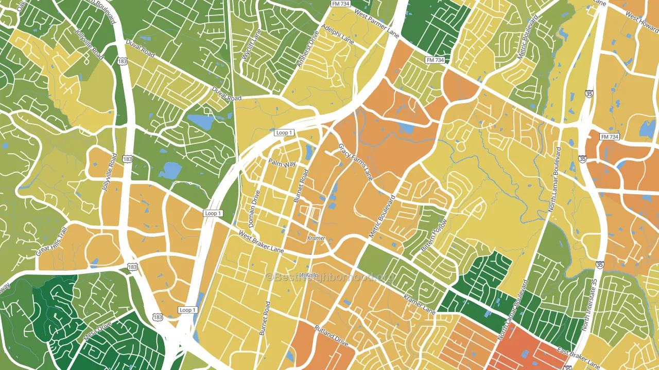 North Burnet, Austin, TX block-group voter-turnout map