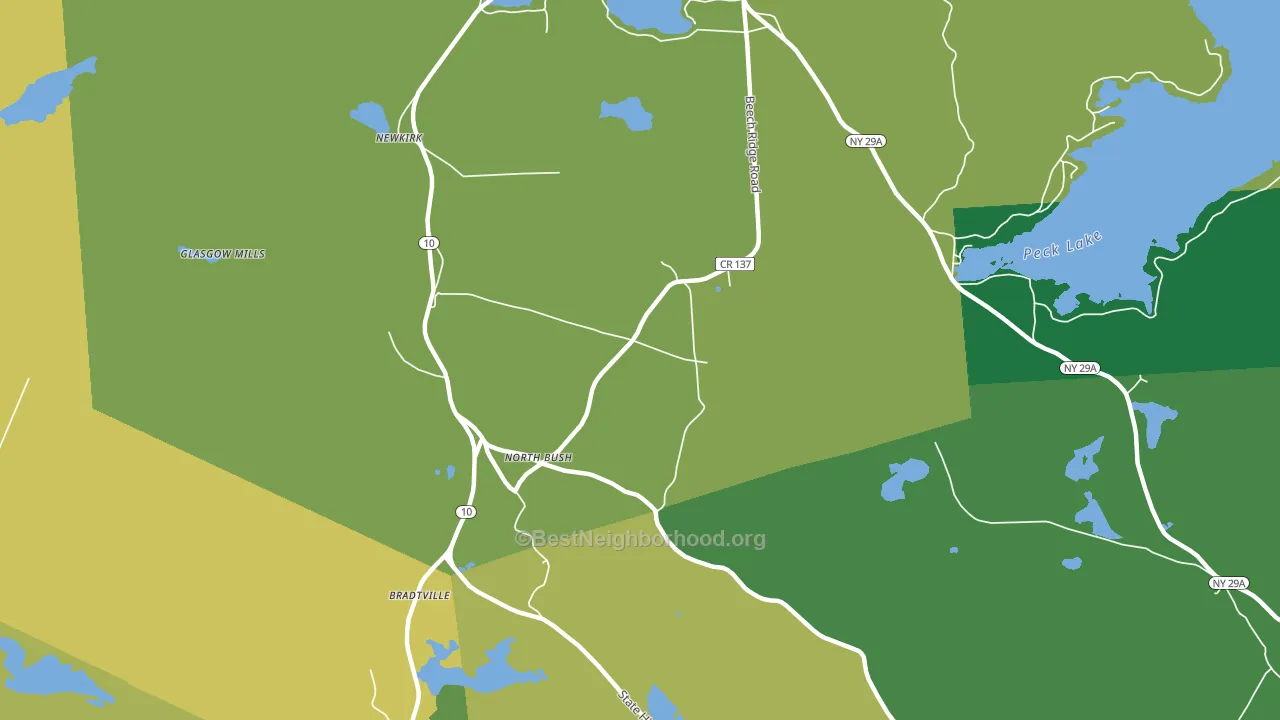 North Bush, NY block-group voter-turnout map
