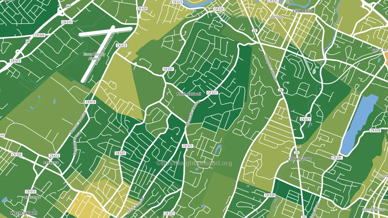 North Caldwell, NJ block-group voter-turnout map