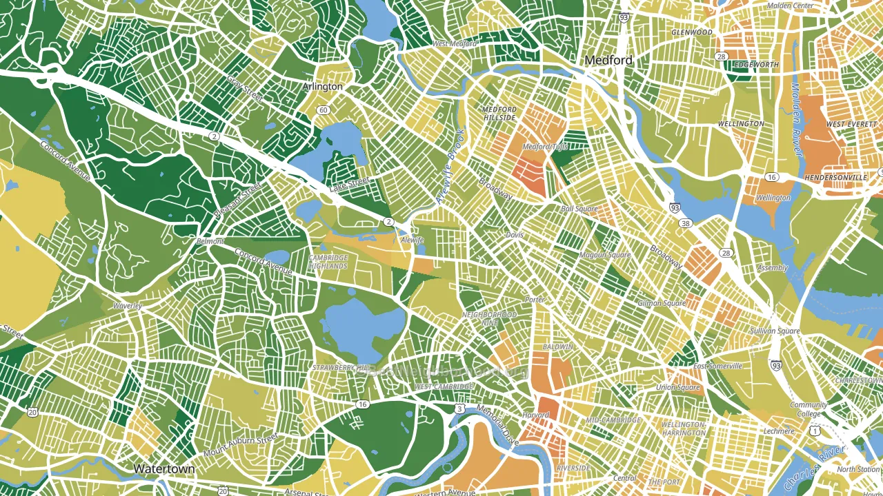 North Cambridge, Cambridge, MA block-group voter-turnout map