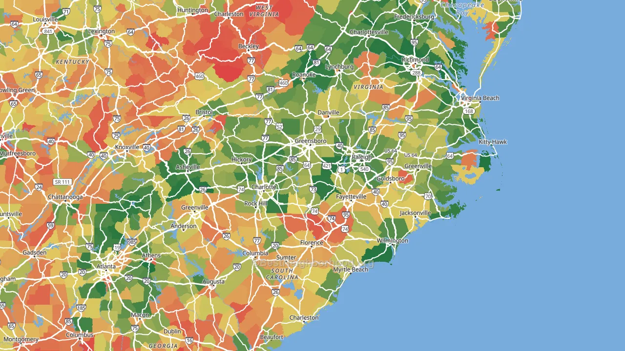 North Carolina block-group voter-turnout map