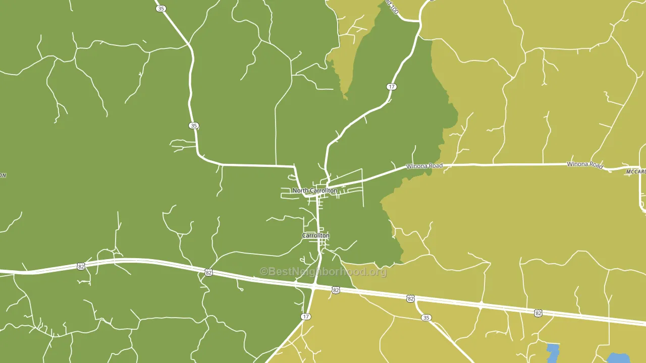 North Carrollton, MS block-group voter-turnout map
