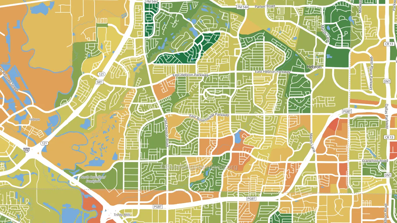 North Central Dallas, Carrollton, TX block-group voter-turnout map