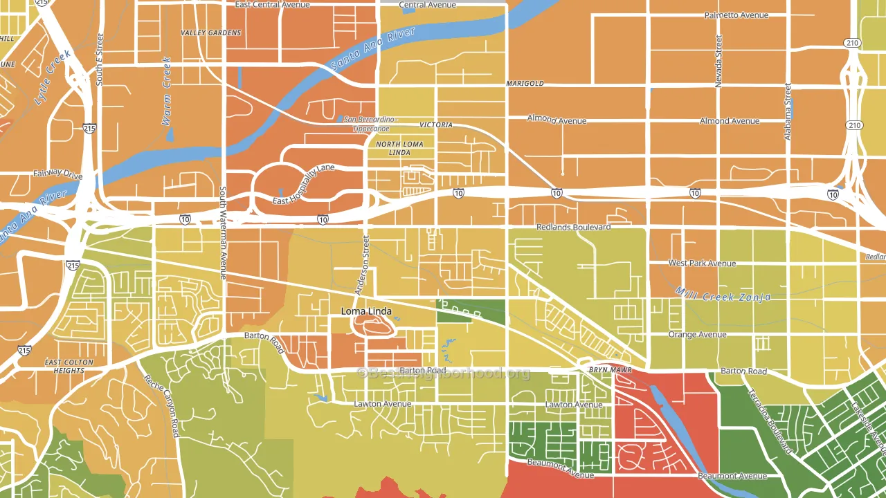 North Central Loma Linda, Loma Linda, CA block-group voter-turnout map