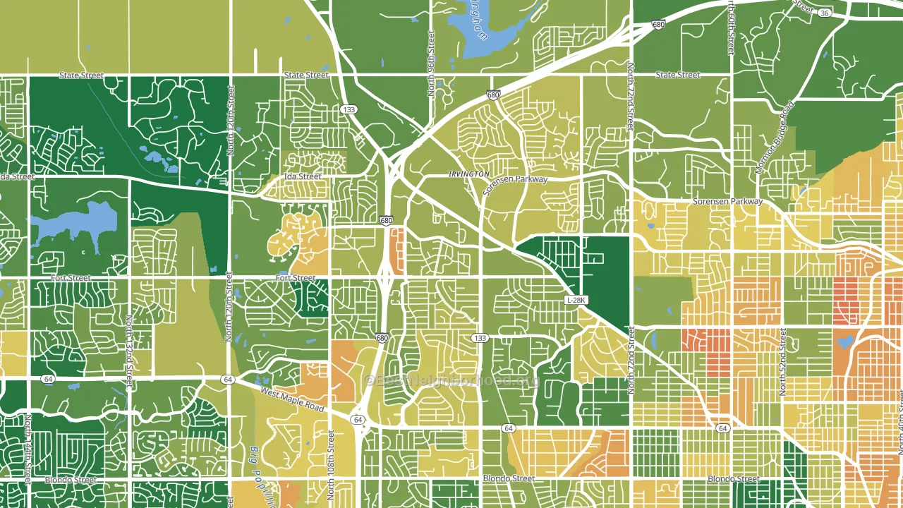 North Central Omaha, Omaha, NE block-group voter-turnout map