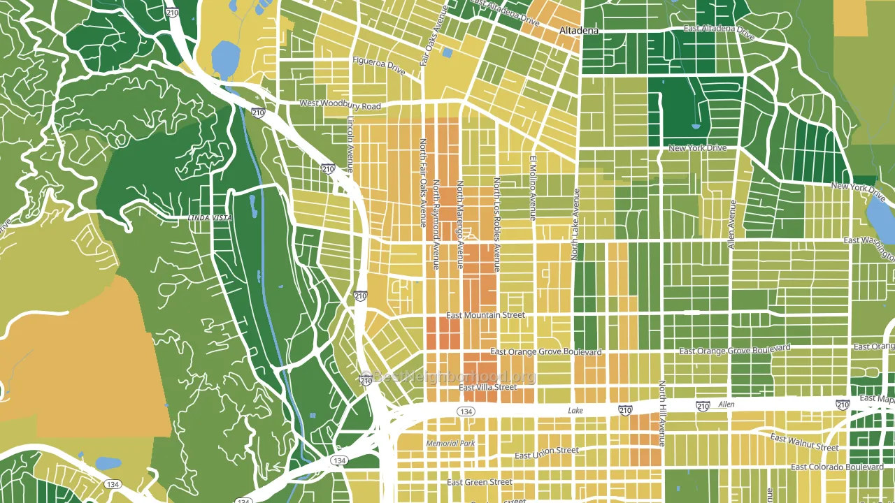 North Central, Pasadena, CA block-group voter-turnout map