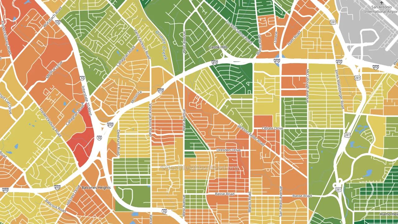 North Central, San Antonio, TX block-group voter-turnout map