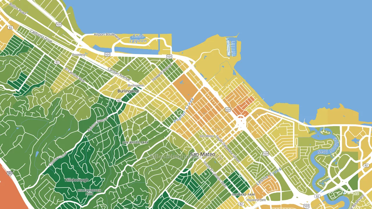 North Central San Francisco, San Mateo, CA block-group voter-turnout map
