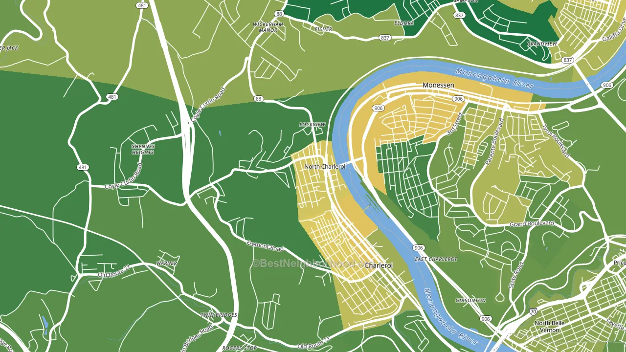 North Charleroi, PA block-group voter-turnout map