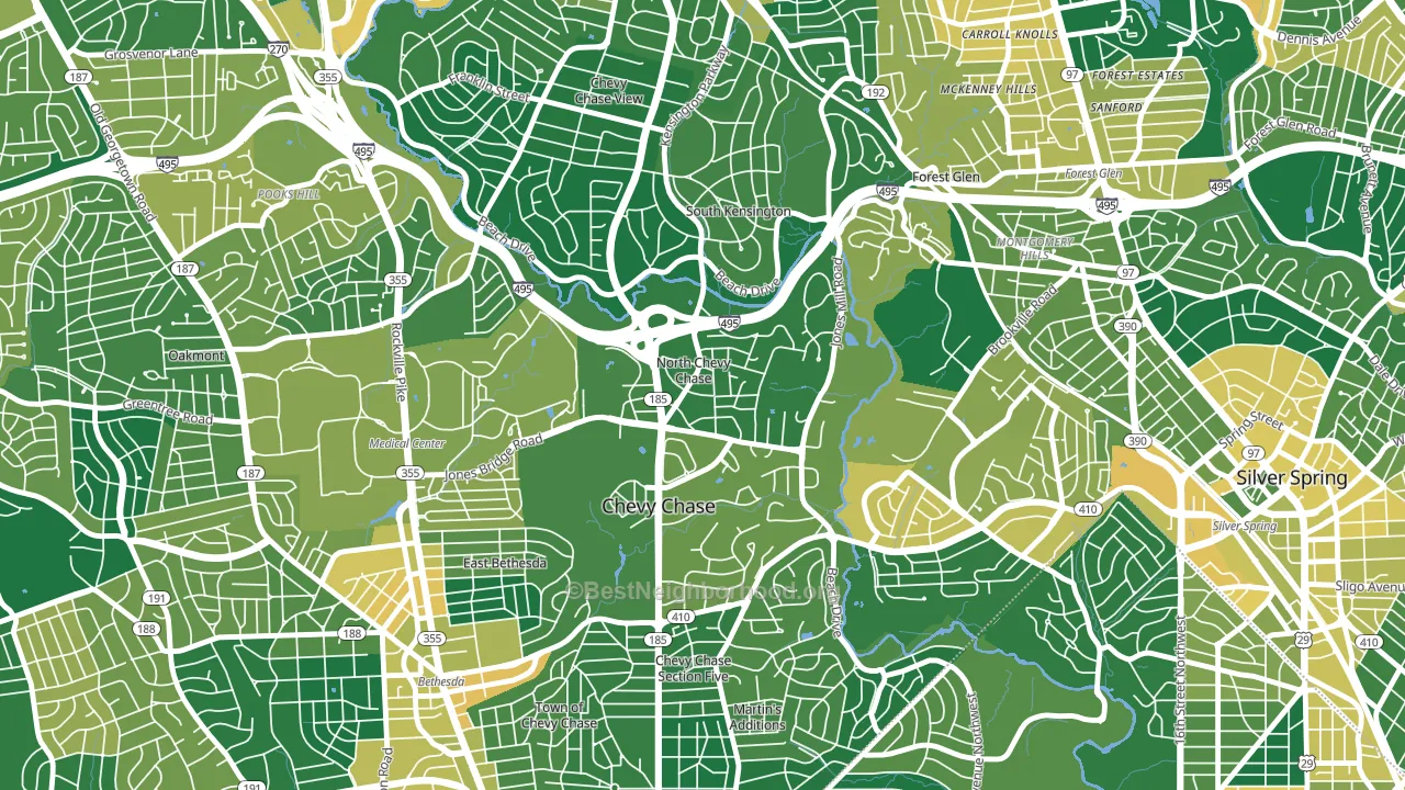 North Chevy Chase, MD block-group voter-turnout map