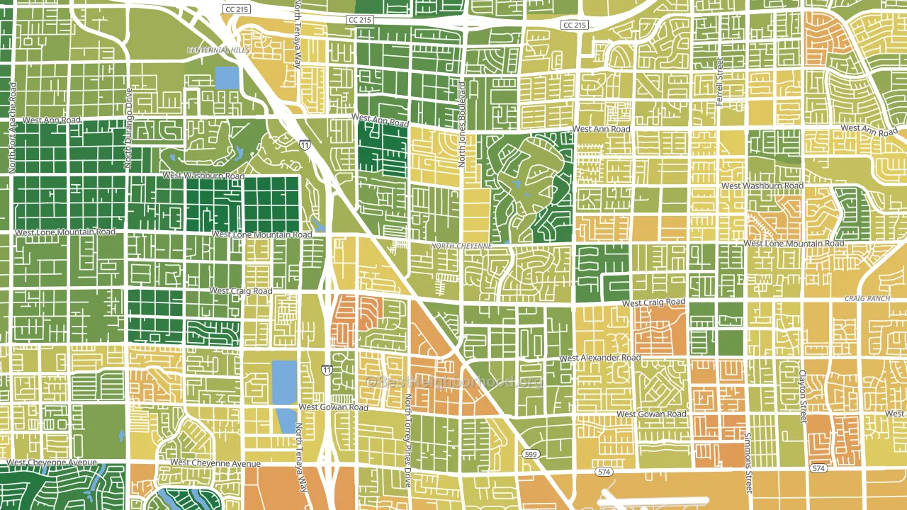 North Cheyenne, Las Vegas, NV block-group voter-turnout map