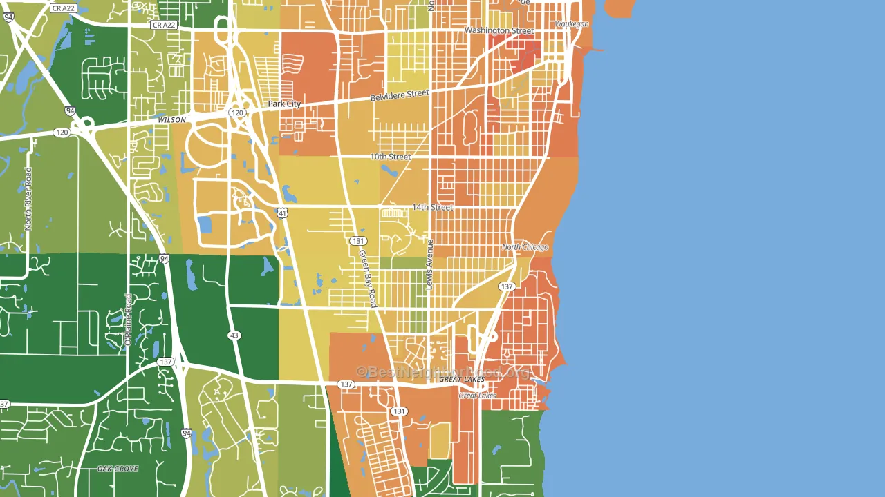 North Chicago, IL block-group voter-turnout map