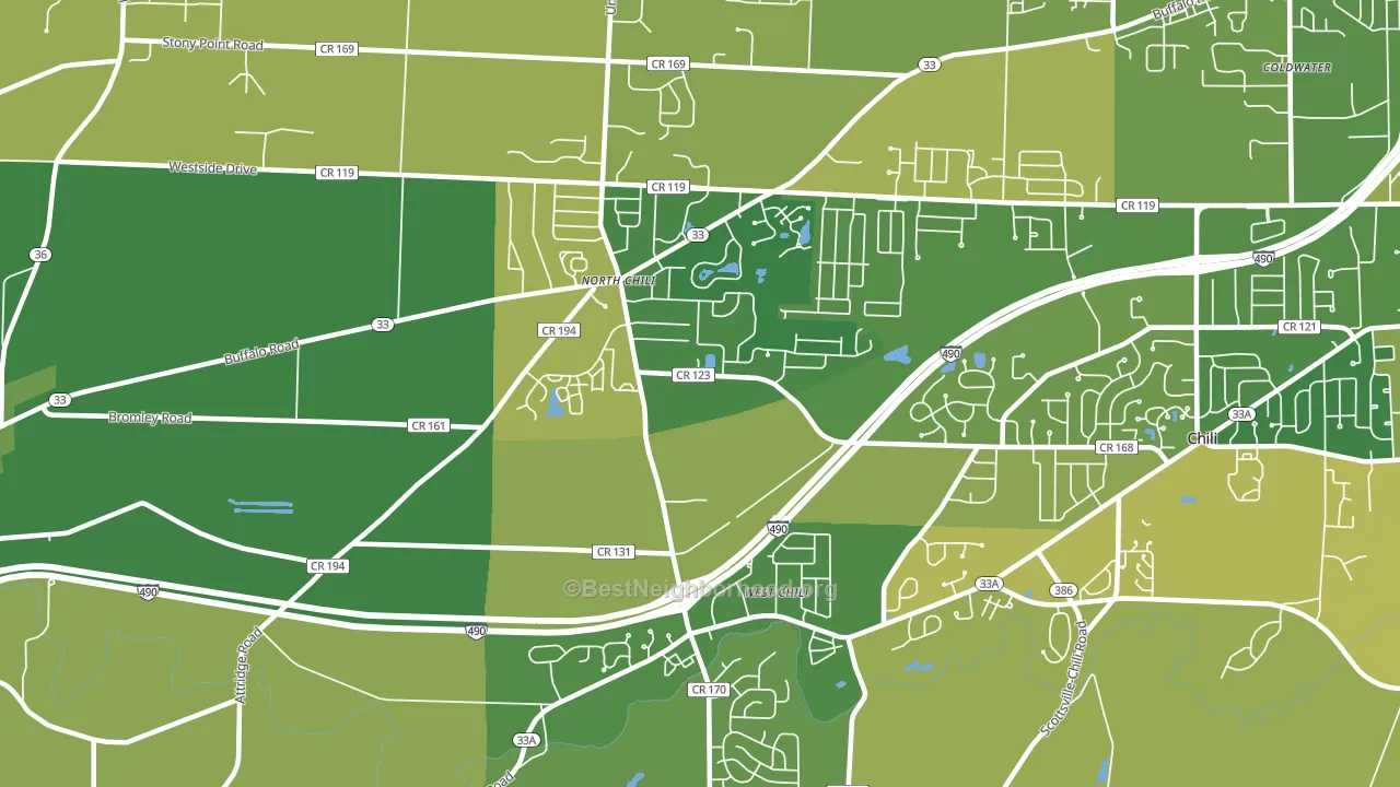 North Chili, NY block-group voter-turnout map