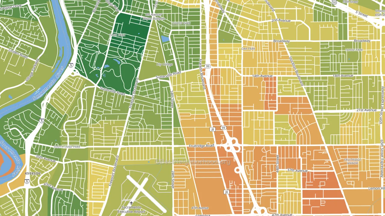 North City Farms, Sacramento, CA block-group voter-turnout map