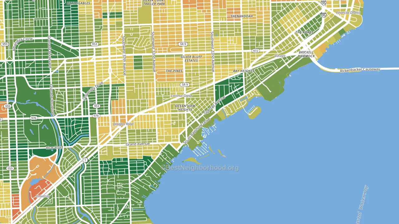 North Coconut Grove, Miami, FL block-group voter-turnout map