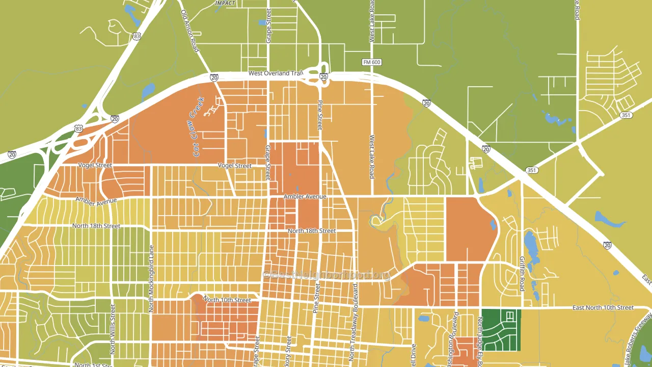 North College, Abilene, TX block-group voter-turnout map