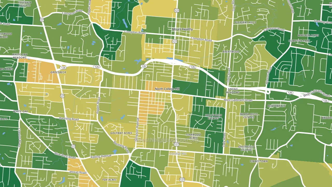 North College Hill, OH block-group voter-turnout map
