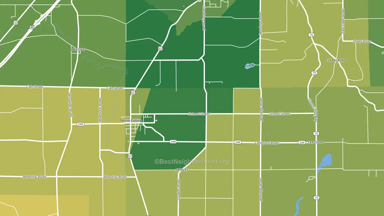North Collins, NY block-group voter-turnout map